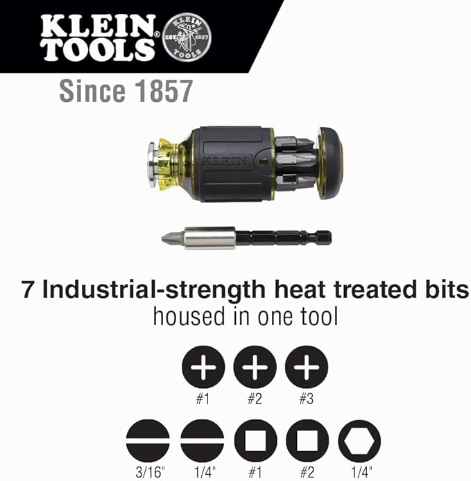 Klein Tools 80037 Screwdriver Tool Set, Multi-Bit Pocket Precision Screwdriver and Adjustable Length Stubby, 2-Piece