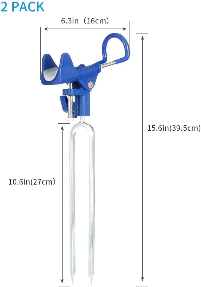 E-jades 地面用釣り竿ホルダー 改良型バンクフィッシングポールホルダー 360°調整可能 2/4個 超ロングドリルロッドスタンド ナマズ、ビーチ、泥用 男性用誕生日クリスマスプレゼント