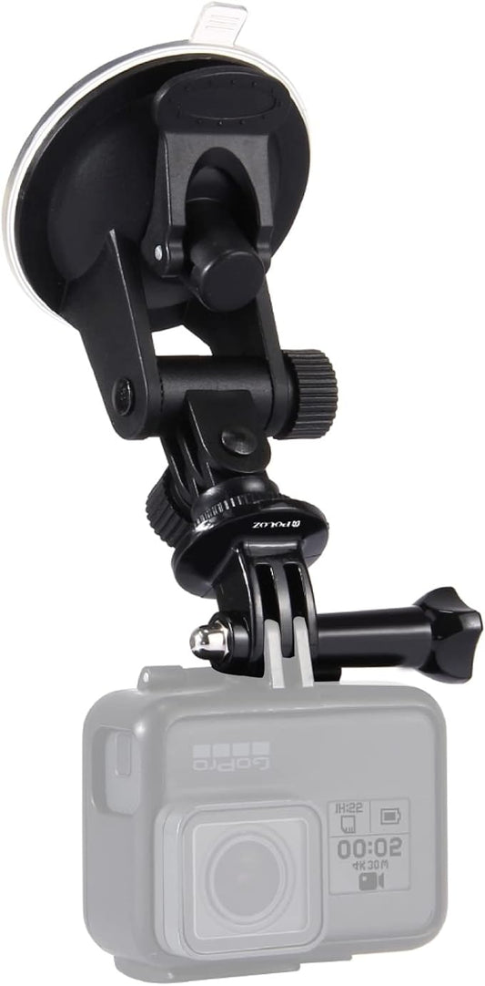 PULUZ Suction Cup Mount for Gopro Car Mount, Adjustable Vehicle Window & Windshield Mount Holder, Compatible with GoPro Hero 12 11 10 9 8 7/Insta360 X3 x2/DJI OSMO Action Camera Mount
