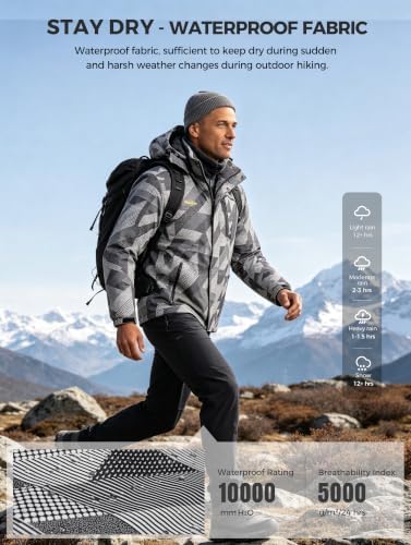 wantdo Men's Softshell Waterproof Polar Fleece Breathable Climbing Ski Coat