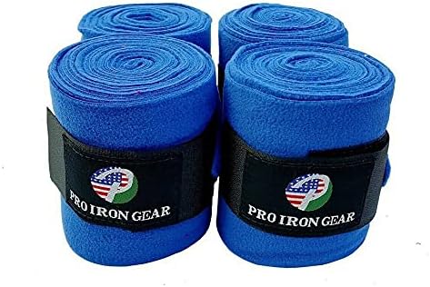 Horse Fleece Wraps Bandages/Polo Wraps/Stable Wraps Equestrian Leg Wraps Set of 4 Equestrian Boot Protection (Blue)