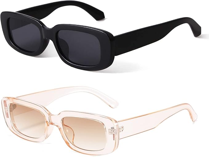BUTABY Rectangle Sunglasses for Women Retro Driving Glasses 90’s Vintage Fashion Narrow Square Frame UV400 Protection