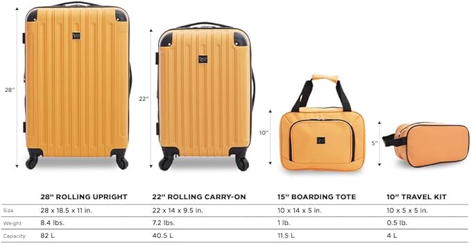 Travelers Club Midtown ハードサイド 4点セット ラゲッジトラベルセット、バタースコッチ