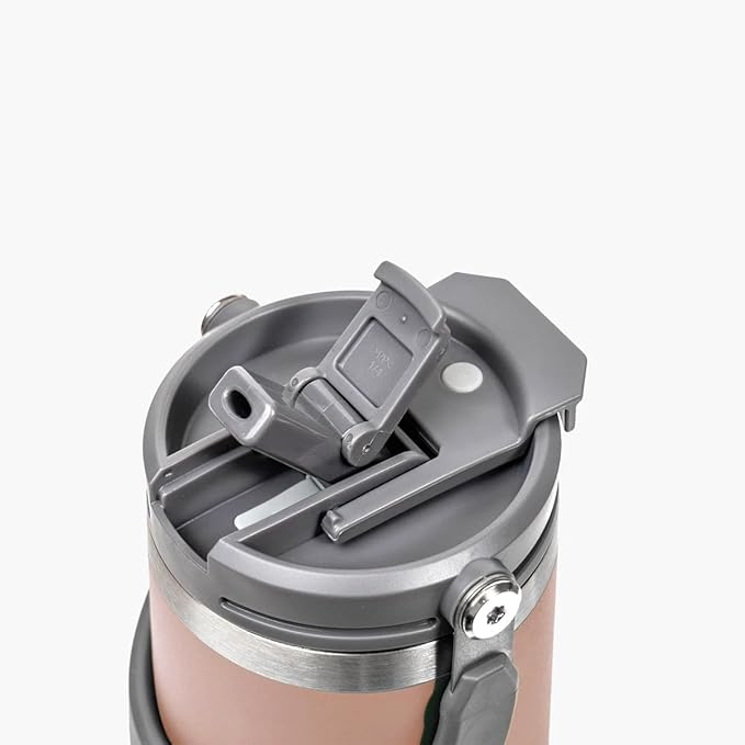 TYESO Tumbler with Handle,Tumbler with Straw, Vacuum Insulated Water Bottle,Double Wall Stainless Steel Coffee Cup Travel Mug Leak Proof Flip (Pink, 40 oz)