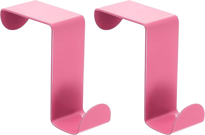 uxcell Over The Door Hooks,2pcs - Stainless Steel Door Hangers Hooks, S-Shaped Double Hooks for Hanging Clothes, Hats, Towels (Pink)