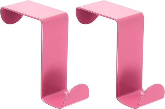 uxcell Over The Door Hooks,2pcs - Stainless Steel Door Hangers Hooks, S-Shaped Double Hooks for Hanging Clothes, Hats, Towels (Pink)