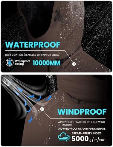 WULFUL Men's Waterproof Ski Jacket Warm Winter Coats Windproof Winter Jackets for Men Fleece Lined Windbreaker with Hood