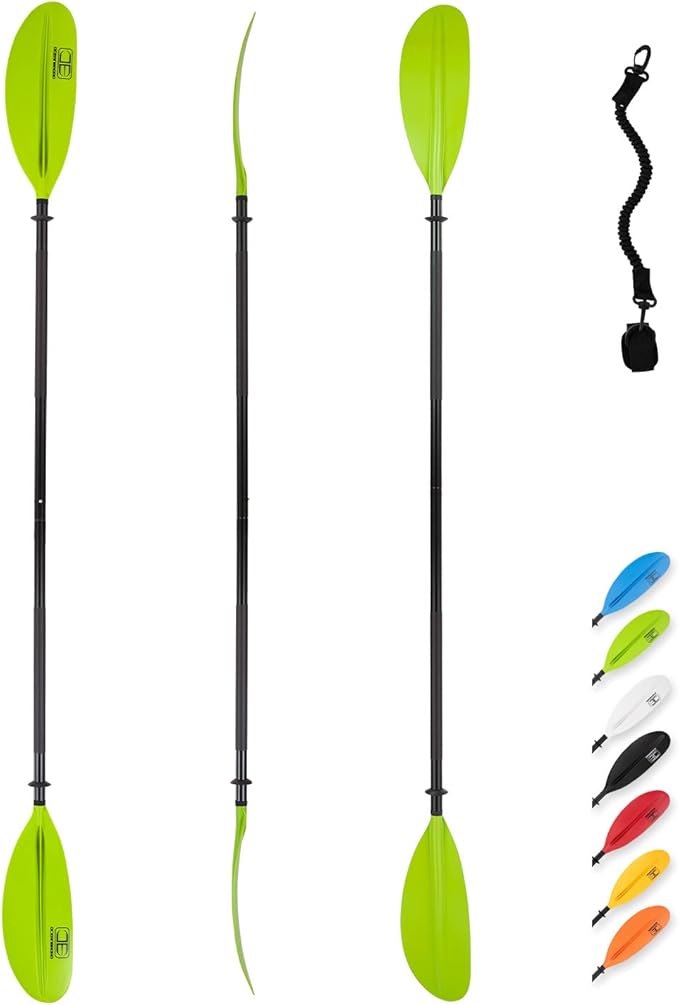 OCEANBROAD カヤックパドル 86インチ/218cm、90.5インチ/230cm、95インチ/241cm 合金シャフト カヤックボート カヌー用パドルリーシュ付き