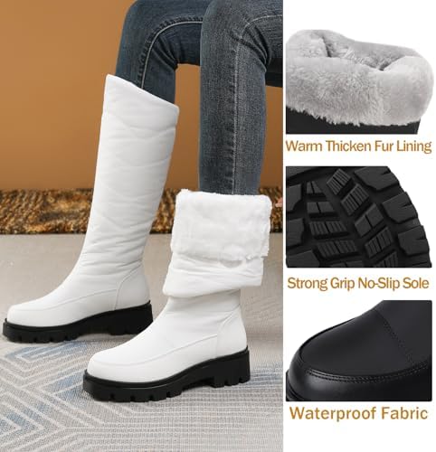 Women's Snow Boots Knee High Warm Winter Shoes