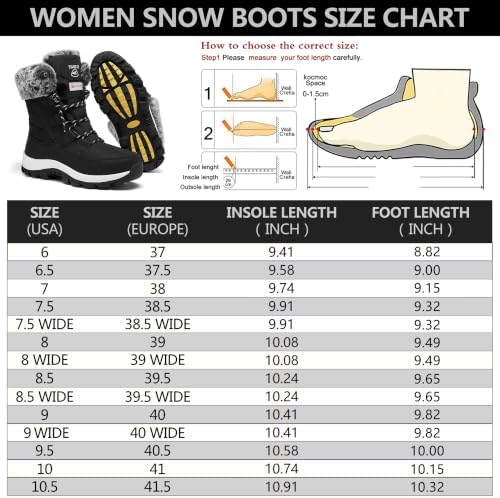 EARLDE Women's Snow Boots Waterproof Mid-Calf Winter Boots
