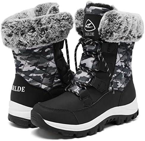 EARLDE Women's Snow Boots Waterproof Mid-Calf Winter Boots