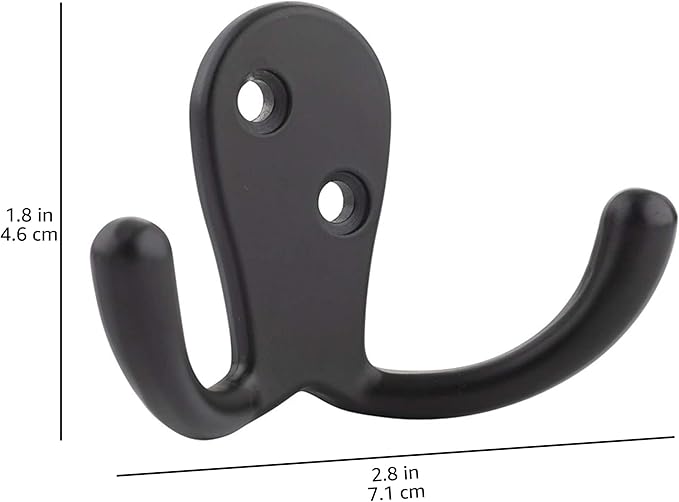 Amazon Basics Curved Zinc Robe Hook - Flat Black, 5-Pack | Curved