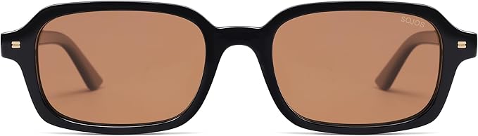 SOJOS Trendy Rectangle Polarized Sunglasses Womens Mens, Small Retro Fashion Thin Slim Square Sunnies SJ2610