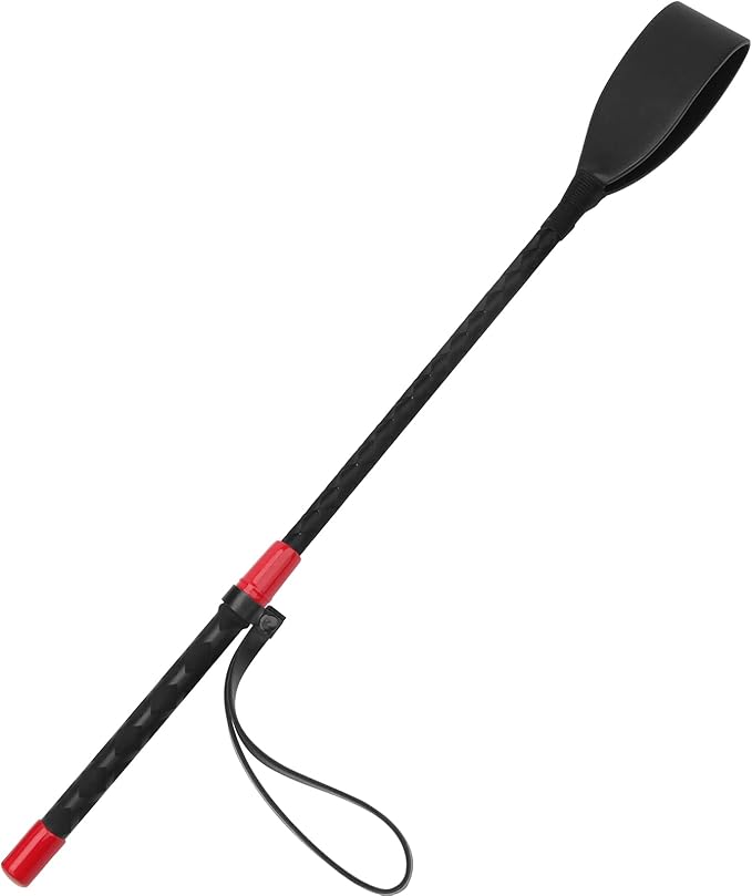 Coolrunner Riding Crop for Horse, 18 Inch Horse Whip with PU Leather Equestrianism Horse Crop Double Slapper Horse Whip Black Crops for Horses