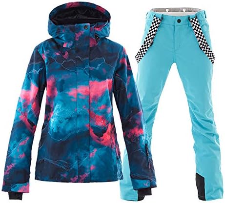 Women's Ski Jackets and Pants Set Windproof Waterproof Insulated Snowsuit Winter Warm Snowboarding Snow Coat