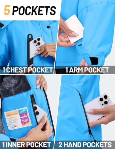 TACVASEN Women's Waterproof Winter Jacket Ski Hooded Insulated Jacket Fleece Warm Snow Outdoor Rain Windbreaker