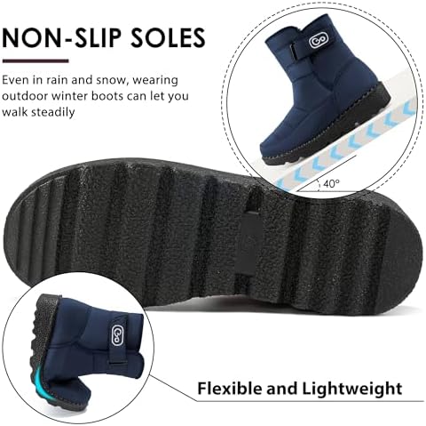 Ablanczoom Womens Winter Snow Boots with Warm Fur Lining Comfortable Booties Non Slip Waterproof Outdoor Shoes