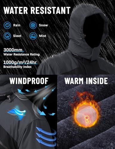 TACVASEN Men's Winter Skiing Jackets Waterproof Thermal Snowboard Coats