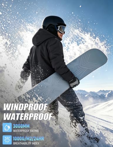 MAGCOMSEN Men's Winter Coats Water Resistant Ski Snow Jacket Warm Fleece Jacket Parka Raincoats With Hood Multi-Pockets