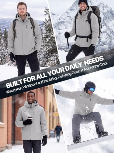FREE SOLDIER Men's Winter Ski Snow Jacket Warm Fleece Lined Coats