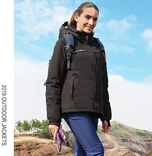 CAMEL CROWN Women’s Mountain Snow Waterproof Ski Jacket Detachable Hood Windproof Fleece Parka Rain Jackt Winter Coat