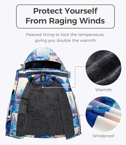 wantdo Women Hardshell Waterproof Windproof Insulated Ski Trekking Jacket