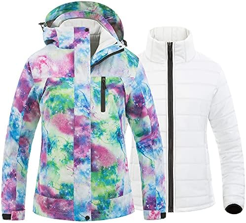Women's 3 In 1 Waterproof Ski Jacket Windproof Snowboarding Jacket Warm Winter Snow Coat Raincoat