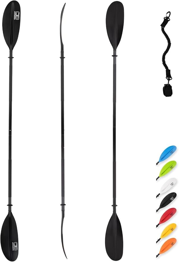 OCEANBROAD カヤックパドル 86インチ/218cm、90.5インチ/230cm、95インチ/241cm 合金シャフト カヤックボート カヌー用オール（パドルリーシュ付き）