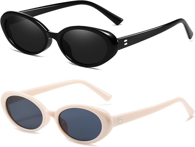 Retro Oval Sunglasses for Women Men Fashion Small Oval Sunglasses 90s Vintage Shades