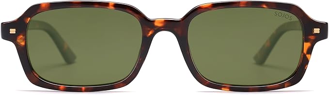 SOJOS Trendy Rectangle Polarized Sunglasses Womens Mens, Small Retro Fashion Thin Slim Square Sunnies SJ2610