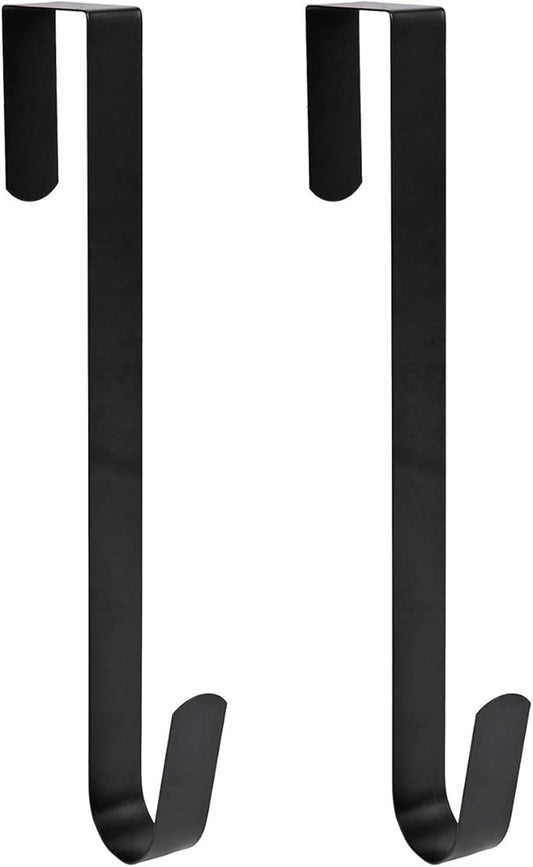 Sattiyrch 12" Wreath Hanger for Front Door,Steel Over The Door Hanger Hook,Wreath Door Hanger (Black,2)