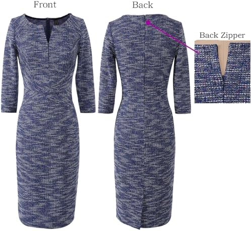 VFSHOW Womens Work Business Office Zipper Up Slim Bodycon Sheath Dress