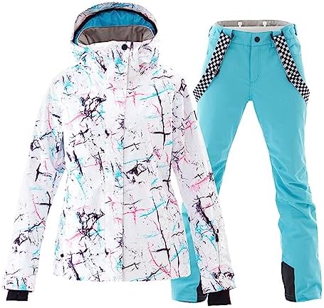 Women's Ski Jackets and Pants Set Windproof Waterproof Insulated Snowsuit Winter Warm Snowboarding Snow Coat
