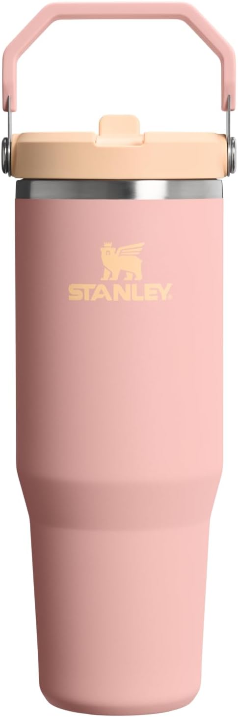 STANLEY IceFlow 2.0 フリップストロータンブラー ハンドル付き 20オンス | ツイストオンリッドとフリップアップストロー | 漏れ防止ウォーターボトル | 真空断熱ステンレス | BPAフリー | ピーチローズ