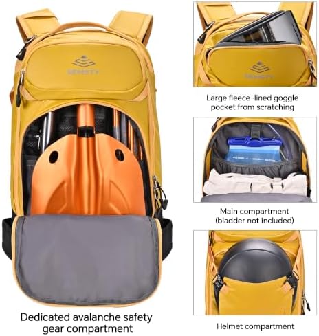 20L Ski & Snowboard Backpack, Lightweight Backcountry Avalanche Pack