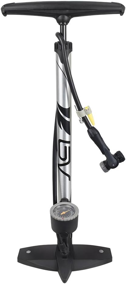 BV Bicycle Pump Durable Bike Floor Pump 17/24 inch Smart Valve Head, 160 psi, Automatically Reversible Presta and Schrader