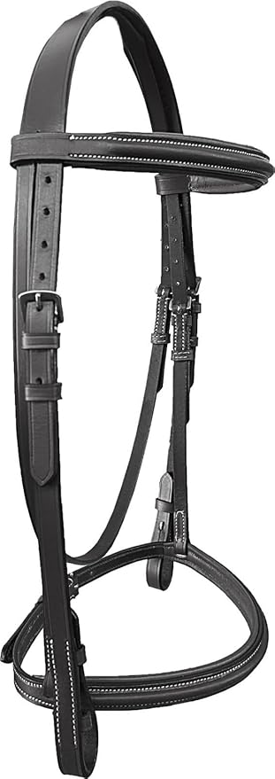 Majestic Ally Padded Raised English Bridle, Premium Leather, Matching Laced Reins