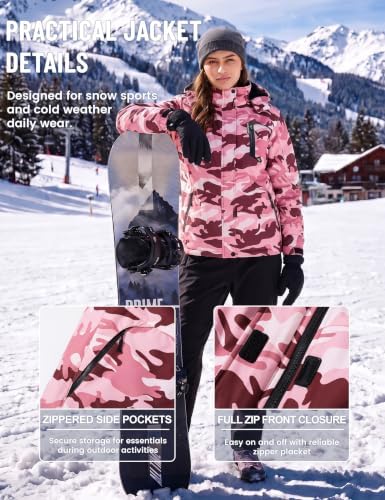 TACVASEN Women's Winter Coats Waterproof Snow Ski Jacket Warm Fleece