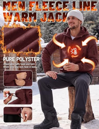 TACVASEN Men's Fleece Softshell Jacket Waterproof Winter Tactical Hooded