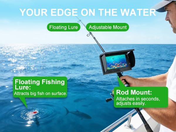 フィッシングカメラ、220°超広角1080P HD水中フィッシングカメラ（4.3インチLCD＆IRナイトビジョン、50フィートケーブル付属）-氷上釣り、湖釣り、ボート釣り、カヤック釣り用