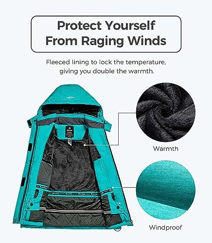 wantdo Women Hardshell Waterproof Windproof Insulated Ski Trekking Jacket