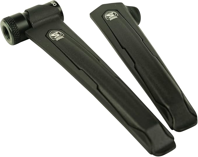SILCA EOLO 2 in 1 Levers - Premium Design Black Aluminum Combo Tire Levers and CO2 Inflator Bike Tool - Presta and Schrader Compatible Bicycle Tire Levers and Removal Tool - Twist to Inflate