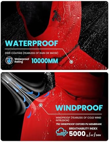 WULFUL Men's Waterproof Ski Jacket Warm Winter Coats Windproof Winter Jackets for Men Fleece Lined Windbreaker with Hood