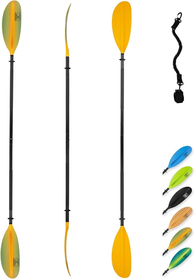 OCEANBROAD カヤックパドル 86インチ/218cm、90.5インチ/230cm、95インチ/241cm 合金シャフト カヤックボート カヌー用オール（パドルリーシュ付き）
