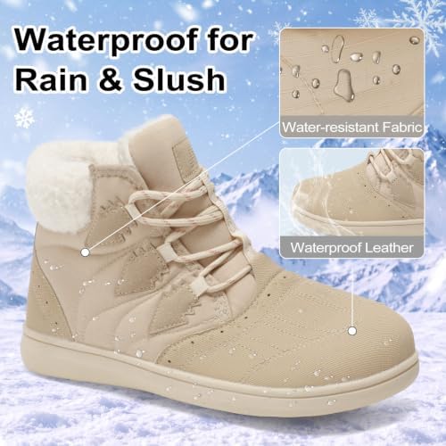 BARERUN Womens Waterproof Winter Snow Boots Lightweight Warm Ankle Booties