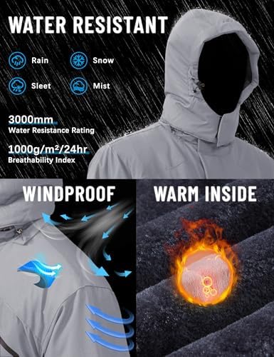 TACVASEN Men's Winter Skiing Jackets Waterproof Thermal Snowboard Coats