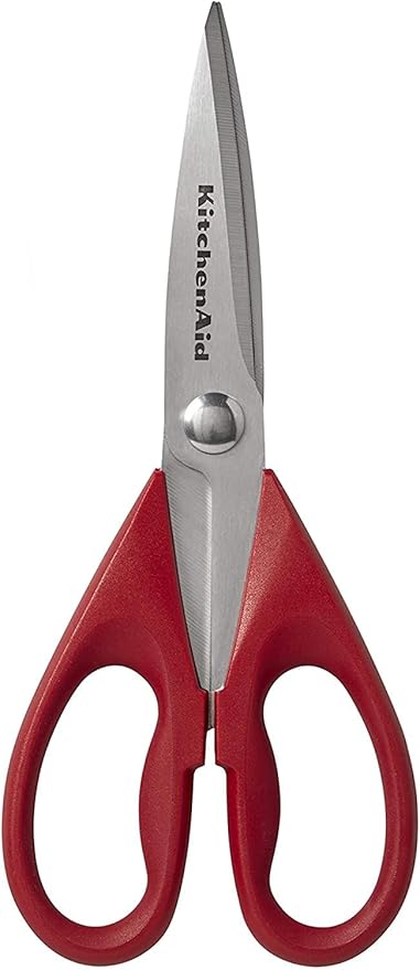 KitchenAid オールパーパスキッチンバサミ 保護シース付き 高耐久ステンレススチール製ハサミ 食洗機対応 ソフトグリップ快適ハンドル 8.72インチ レッド