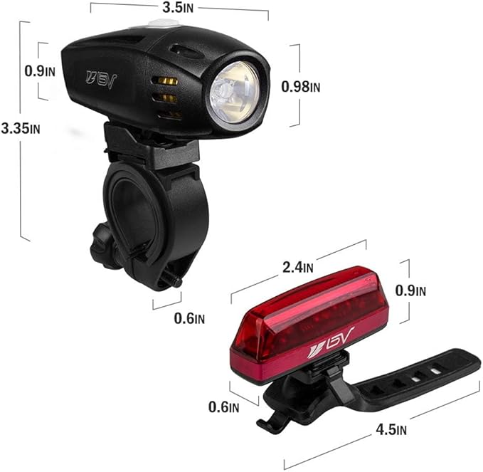 BV Bike Lights, Super Bright with 5 LED Bike Headlight & 3 LED Rear, Bike Lights for Night Riding with Quick-Release, Waterproof Bicycle Light Set, Bike Accessories, Bicycle Accessories, Flashlight