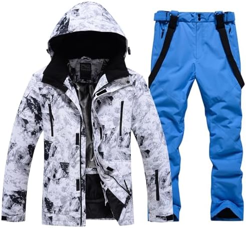 Men's Jacket and Pants Set Insulated Waterproof Waterproof Snowboard Snowsuits for Snow Sport