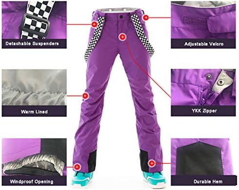 Women's Ski Jackets and Pants Set Windproof Waterproof Insulated Snowsuit Winter Warm Snowboarding Snow Coat